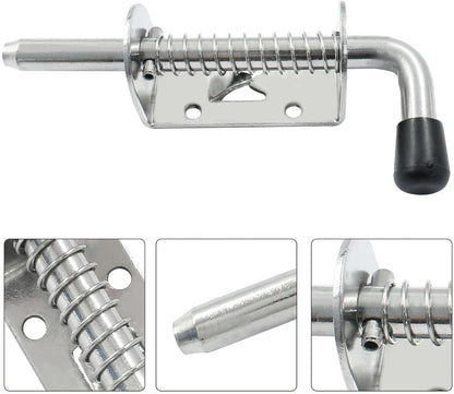 Sliding lock - 2 pieces - Sliding bolt - Gate bolt - Door lock - Bolt - Door bolt - Door lock - Plate bolt - 12.8 cm - No screws - Stainless steel - Silver - For shed gate, garden house door, cupboard - Image 2