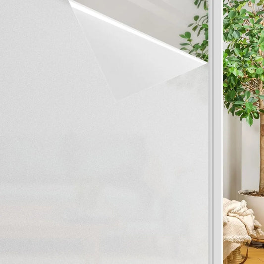 Window film - Decorative film - PVC - Anti-glare - Privacy window film - Privacy protection - Static adsorption window sticker - Suitable for windows, sliding doors, bathrooms, offices, meeting rooms - 45*100cm - Matte white - Image 3