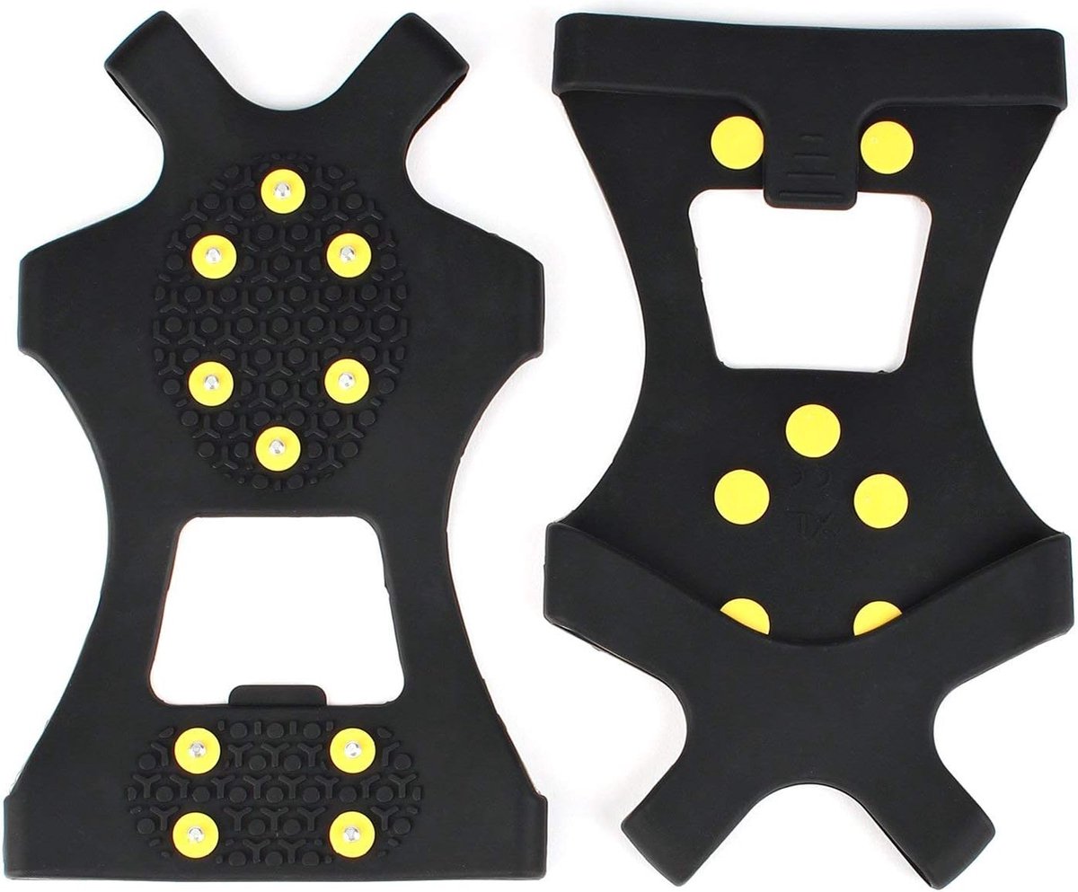 Snow grips over shoes/boots 10 studs Ice Traction Universal Slip on Stretch Fit Snow and Ice, Snow Cleats Crampons Ice Spikes Snow Grips for Winter - L (40-43) - Image 4