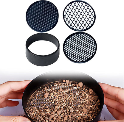 Adjustable plastic garden sieve - 4 in 1 - 12 cm - Compost sieve - Sand sieve - Round - Black - for domestic plants - Image 2