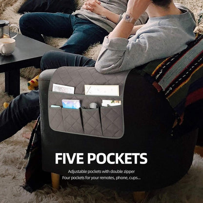 Bed and sofa organizer - Storage - Storage bag - Bed storage - Sofa storage - Bed storage bag - Bedside pocket storage bag gray - Magazine holder - Sofa chair couch - Armrest organizer - 50*90cm - Image 2