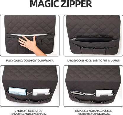 Bed and sofa organizer - Storage - Storage bag - Bed storage - Sofa storage - Bed storage bag - Bedside pocket storage bag gray - Magazine holder - Sofa chair couch - Armrest organizer - 50*90cm - Image 5