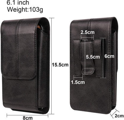 Phone Bag - Black - 15.5*8*2cm - PU Leather - For 6.1 Inch Mobile Phones - With Belt Clip - With Credit Card Slot - Phone Holder Belt Men - Waist Bag - Outdoor Belt Bag - Suitable for Hiking/Outdoor Sports - Image 2