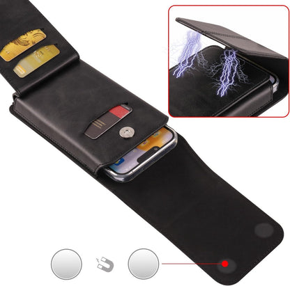 Phone Bag - Black - 15.5*8*2cm - PU Leather - For 6.1 Inch Mobile Phones - With Belt Clip - With Credit Card Slot - Phone Holder Belt Men - Waist Bag - Outdoor Belt Bag - Suitable for Hiking/Outdoor Sports - Image 3