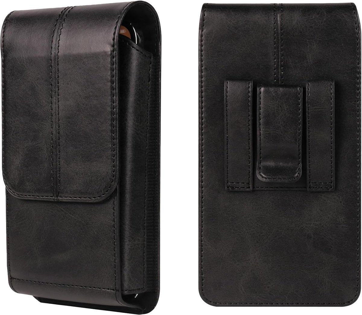 Phone Bag - Black - 15.5*8*2cm - PU Leather - For 6.1 Inch Mobile Phones - With Belt Clip - With Credit Card Slot - Phone Holder Belt Men - Waist Bag - Outdoor Belt Bag - Suitable for Hiking/Outdoor Sports - Image 7