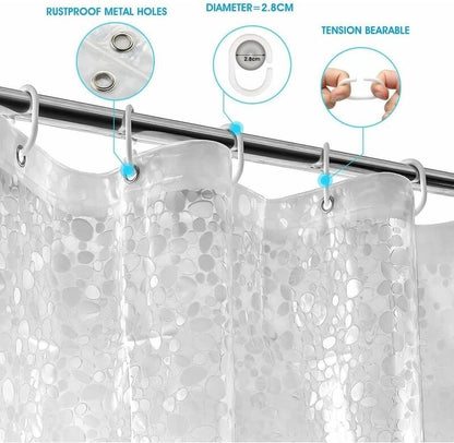 Shower curtains - 120x200cm - crystal stone pattern - PEVA - transparent shower curtain - with hooks - shower curtain - anti-mold - waterproof - Image 5