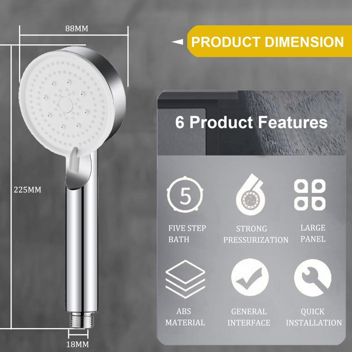 Shower head - 5 jet types - Wellness - 5 spray modes - silver - Better skin - Hand shower - Antibacterial - Anti-limescale protection - Anti-rust - Image 2
