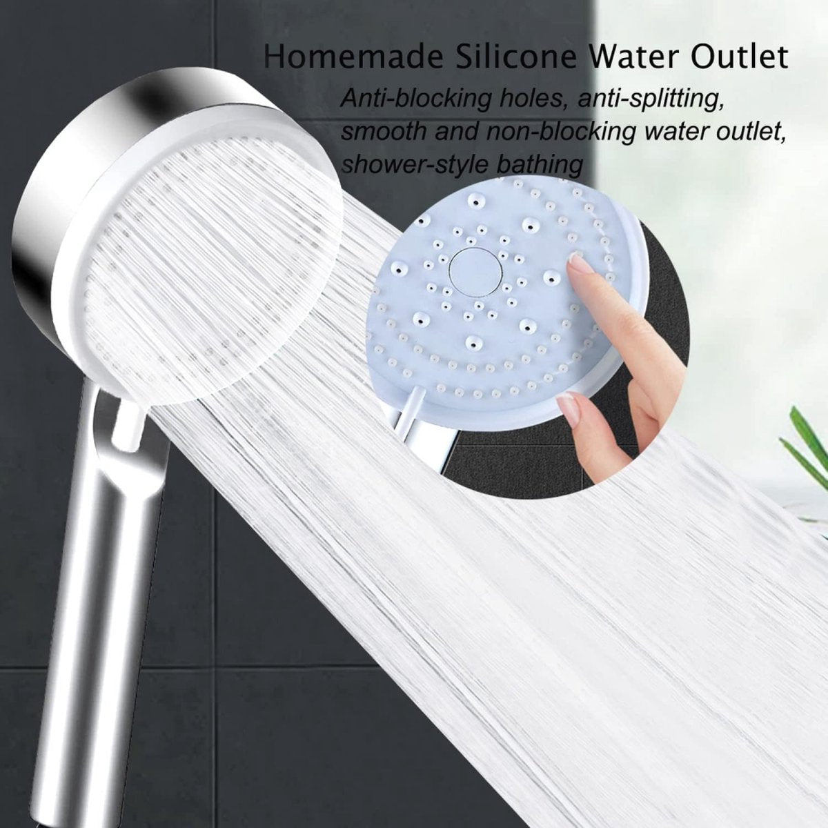 Shower head - 5 jet types - Wellness - 5 spray modes - silver - Better skin - Hand shower - Antibacterial - Anti-limescale protection - Anti-rust - Image 5