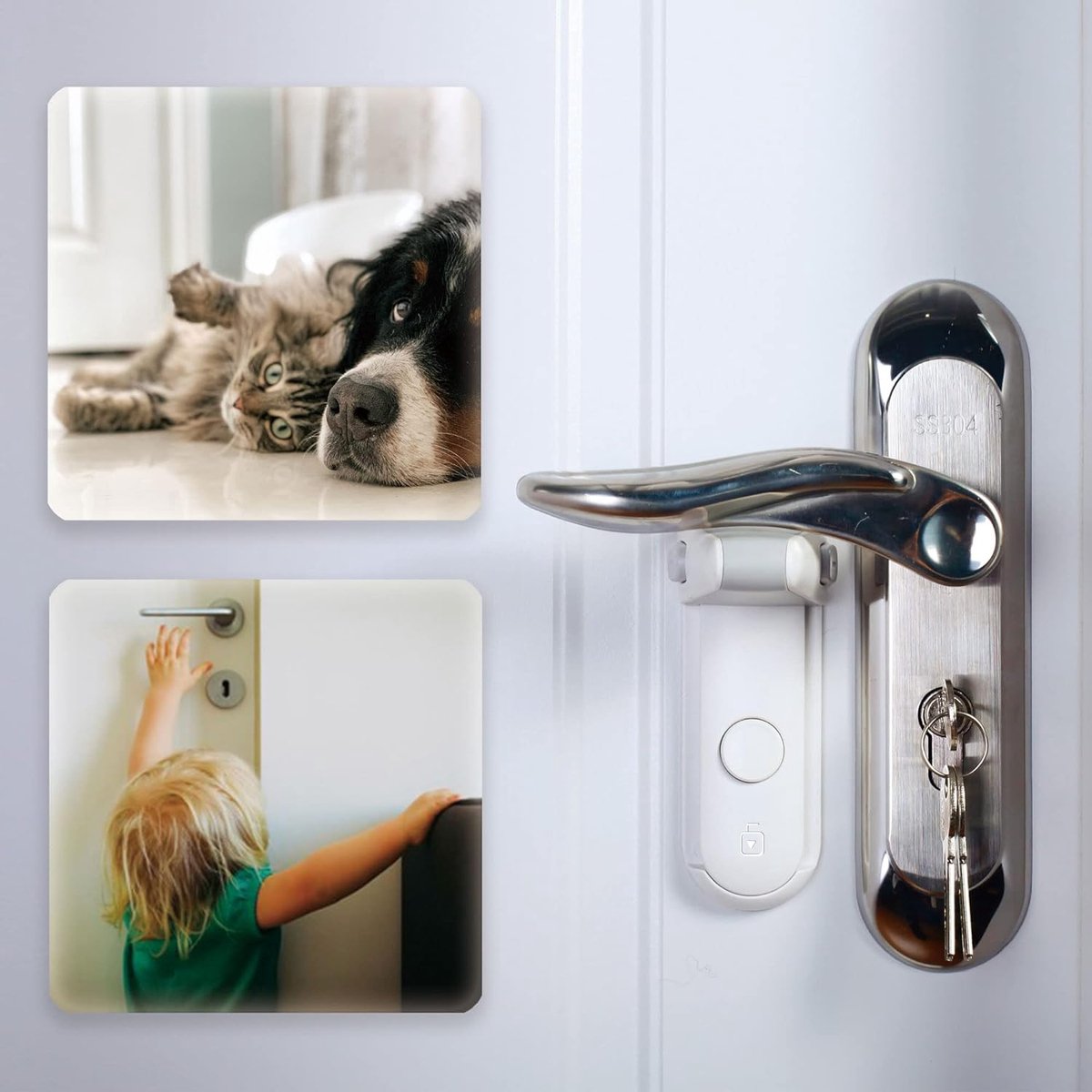 2 Pieces - Door lock - Door handle locks for childproof & pet-proof - Door handle locks for toddlers - Baby safety locks for toddlers - Image 5