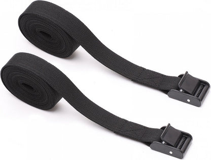 4 pieces - Tension straps - Lashing straps - Fastening straps - 25 MM * 1.5 meters long - Polyester fibers - Black - with buckle - adjustable - for vans, bicycles, trailers, luggage - Image 2