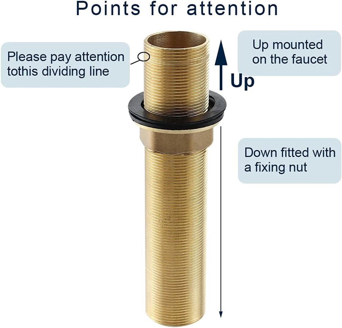 Extension Threaded Pipe - 2 Pieces - M32 x 150mm - Threaded Fasteners - Threaded Connecting Rod - Gold - Copper - For tap installation accessories - Image 3
