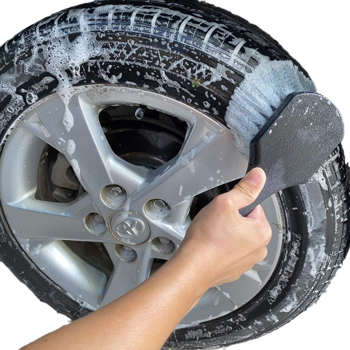 Tire brush - rim brush - Tire brush - Tire polish - Rim brush - Rim cleaner - Exterior Wheel Brush Tire Cleaner - black - Brush with short handle - PP - 215 × 55 × 55mm - Image 4