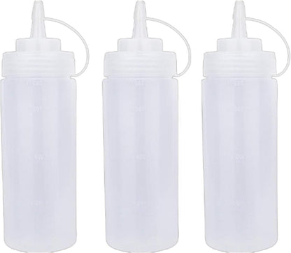 3 pieces - 360 ml - Squeeze bottle - dosing bottle - sauce bottles - Squeeze bottle for garnish, sauce or batter - sauce bottle - Garnish bottle - plastic - white - with spout cap - 6*6*20cm