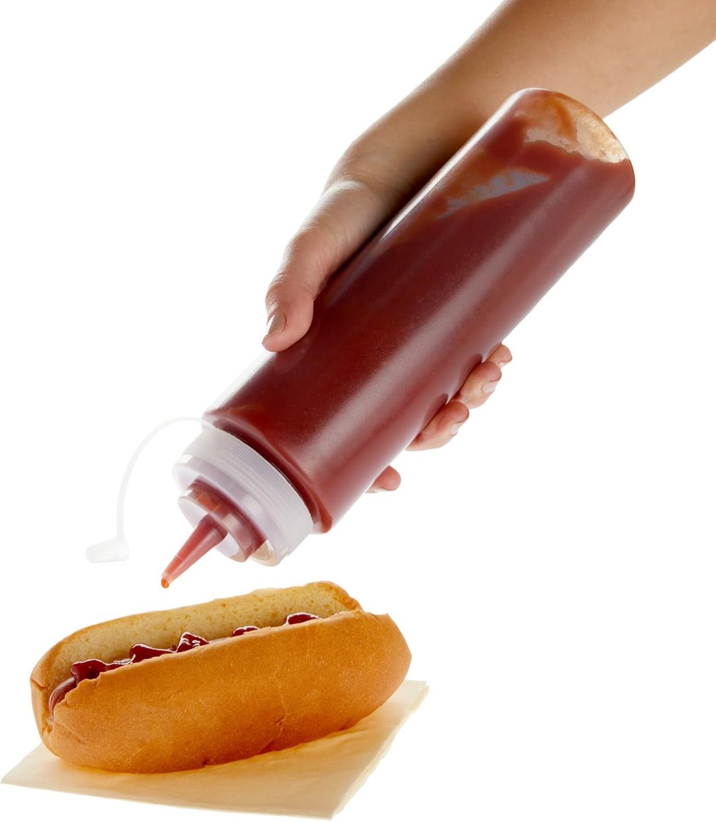 3 pieces - 360 ml - Squeeze bottle - dosing bottle - sauce bottles - Squeeze bottle for garnish, sauce or batter - sauce bottle - Garnish bottle - plastic - white - with spout cap - 6*6*20cm - Image 3