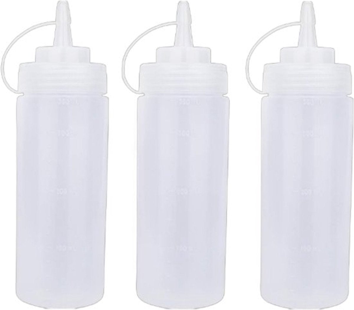3 pieces - 360 ml - Squeeze bottle - dosing bottle - sauce bottles - Squeeze bottle for garnish, sauce or batter - sauce bottle - Garnish bottle - plastic - white - with spout cap - 6*6*20cm - Image 8
