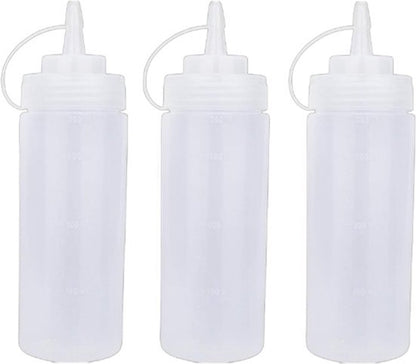 3 pieces - 360 ml - Squeeze bottle - dosing bottle - sauce bottles - Squeeze bottle for garnish, sauce or batter - sauce bottle - Garnish bottle - plastic - white - with spout cap - 6*6*20cm - Image 8