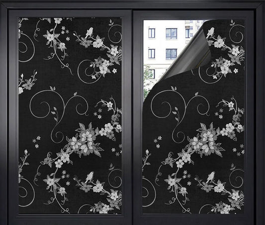 Window film - Blackout window film - Blackout window film - Sun protection - Anti-glare - Adhesive window film - Blackout cloth - Black - Including scraper - Easy installation - Window sticker - 45x100cm - Supplied with self-adhesive backing - A