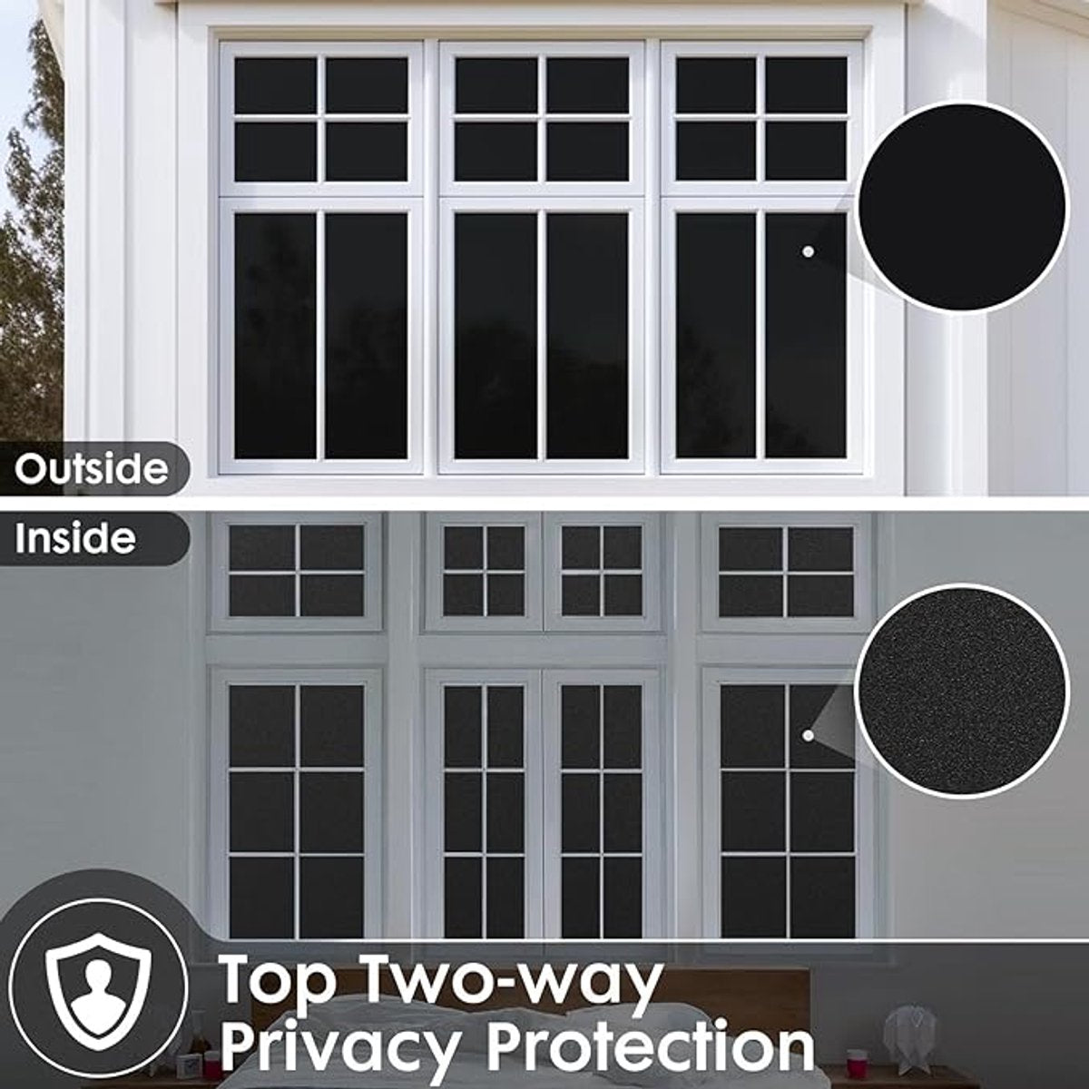 2 pieces Window Film - Blackout Window Film - Sun Protection - Anti-glare - Blackout Cloth - Black - Including Squeegee - Window Sticker - 45x100cm - Supplied with self-adhesive backing - Image 3