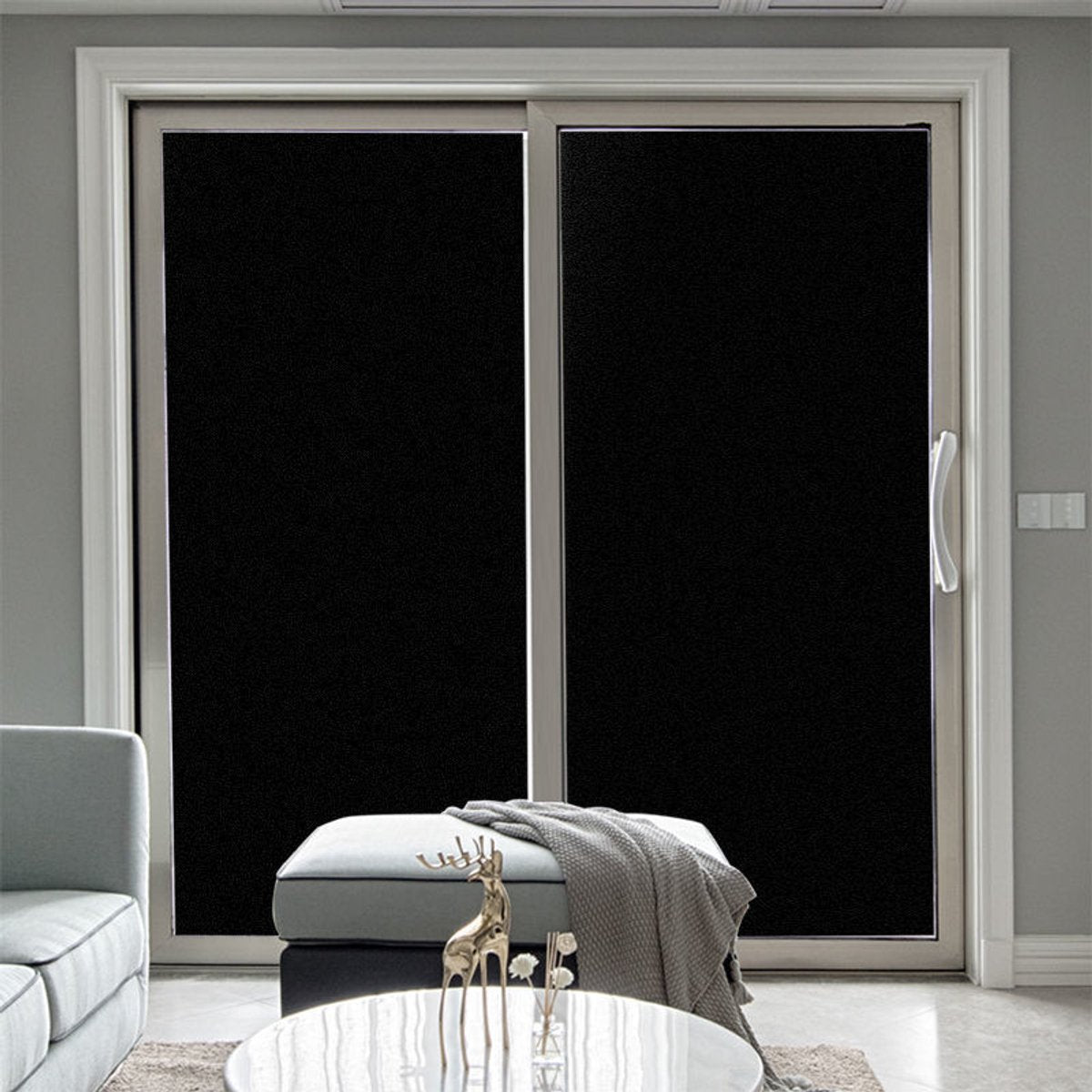 2 pieces Window Film - Blackout Window Film - Sun Protection - Anti-glare - Blackout Cloth - Black - Including Squeegee - Window Sticker - 45x100cm - Supplied with self-adhesive backing - Image 4