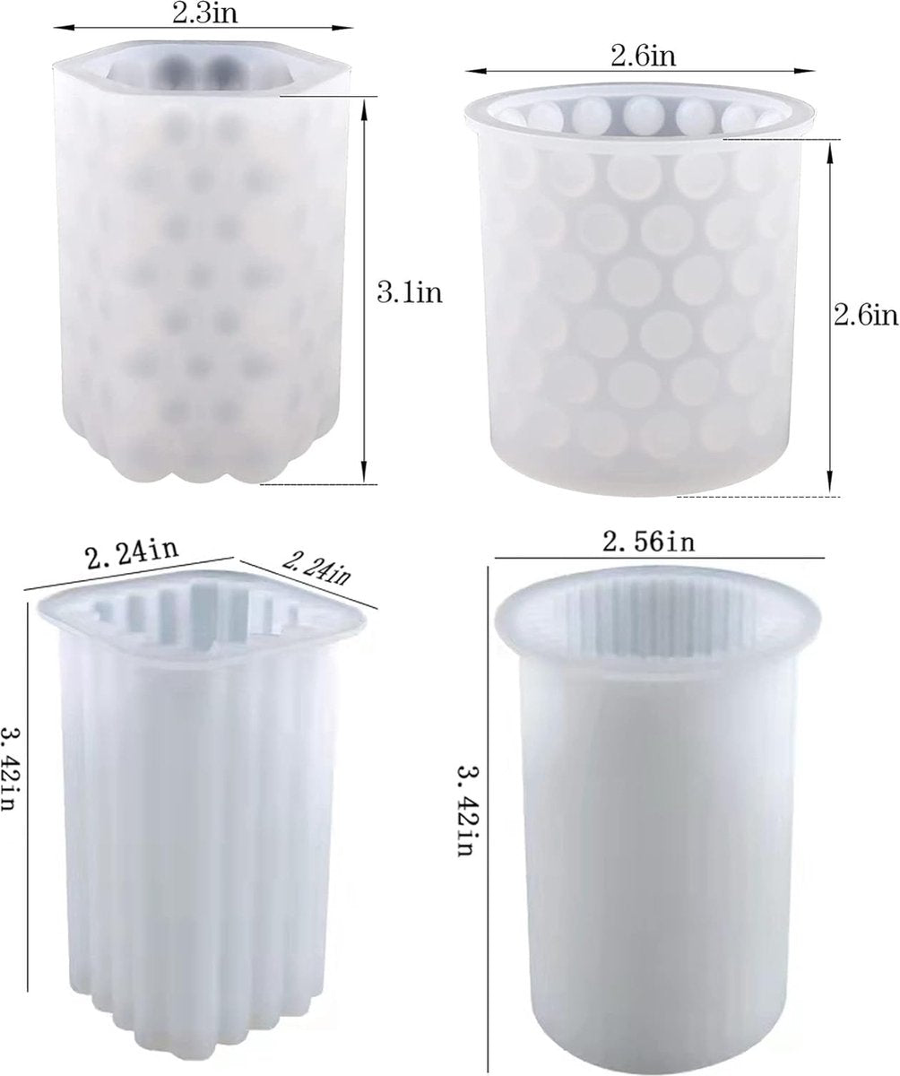4 pieces - Candle mold - molds - candle mold - candle molds silicone - silicone molds - white - Cylindrical and Cube - different shapes - Hobby tools - for candle and plaster making - Image 2