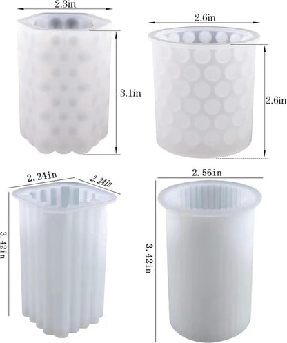4 pieces - Candle mold - molds - candle mold - candle molds silicone - silicone molds - white - Cylindrical and Cube - different shapes - Hobby tools - for candle and plaster making - Image 2