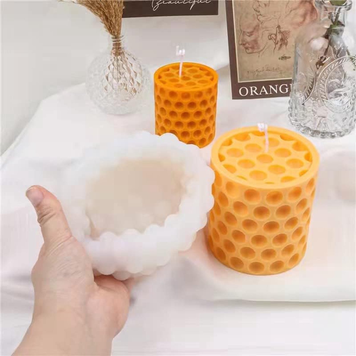 4 pieces - Candle mold - molds - candle mold - candle molds silicone - silicone molds - white - Cylindrical and Cube - different shapes - Hobby tools - for candle and plaster making - Image 3