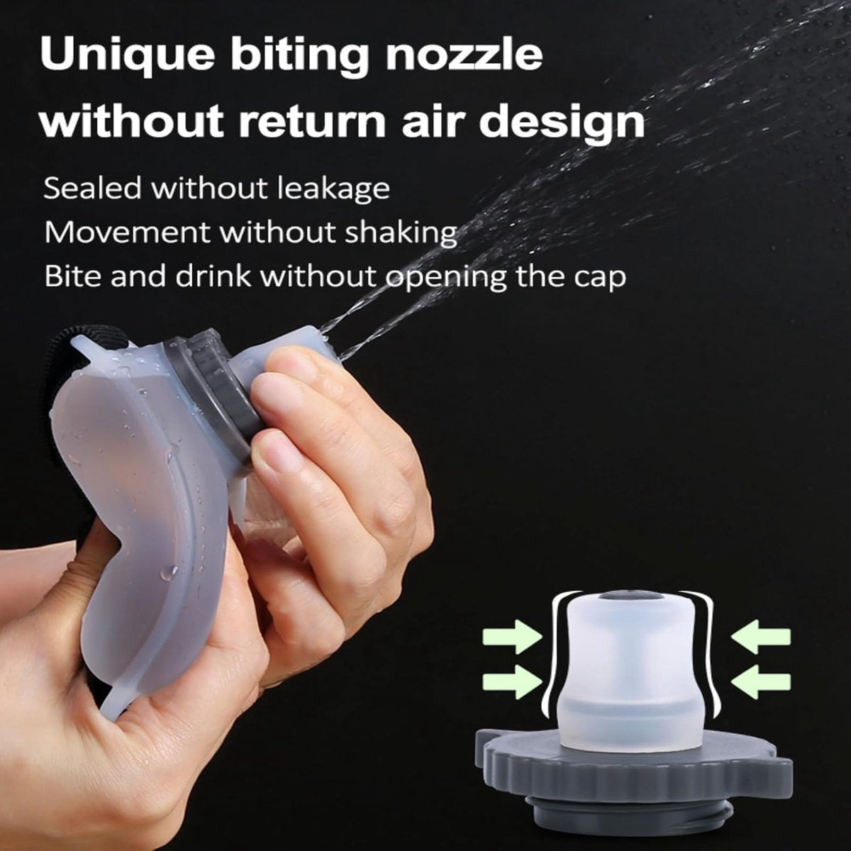 Wrist water bottle, sports cup, 200ml, silicone, hands-free, black - Image 3