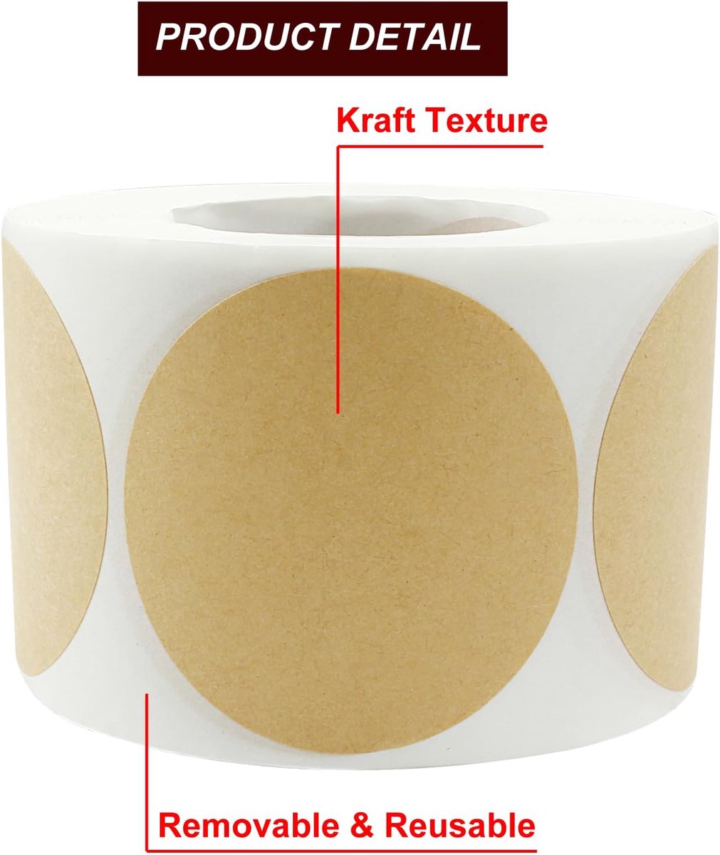 500 Pieces - Labels - Stickers - Round Stickers - Sealing Sticker - Sealing Seal - Food Labels - 5cm - Yellow - Self-Adhesive - Removable - Easy to Write on and Distinguish - For Containers, Boxes, Bags - Image 6