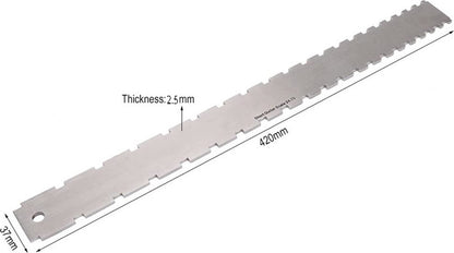 Guitar Neck Notched Straight Edge Luthiers Tool, Notched Fretboard Straight Edge Luthiers Measuring Tool for Guitars Neck Leveling Ruler - Double Teeth - 420*37*2.5mm - For 62-65cm Guitar Frets - Image 4