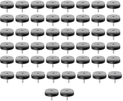 Felt Pads with Screw - Pack of 50 - Floor Protectors - Felt - Furniture Protectors - Anti-Scratch Furniture Coasters - Protective Felt - Round - Against Floor Scratches - Furniture Protection - Chair Leg Protectors - Under Furniture - 20 mm - Black