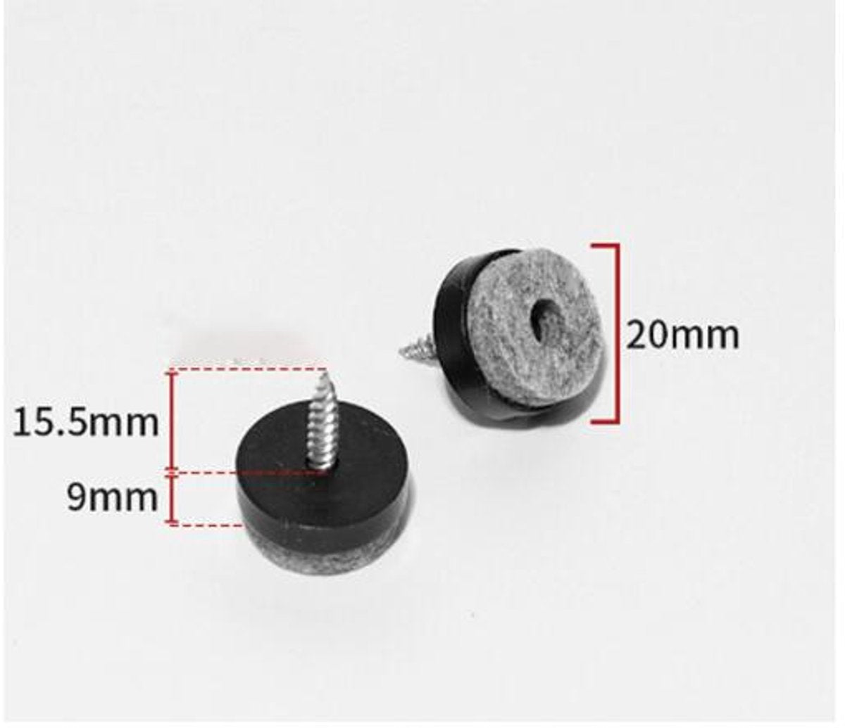 Felt Pads with Screw - Pack of 50 - Floor Protectors - Felt - Furniture Protectors - Anti-Scratch Furniture Coasters - Protective Felt - Round - Against Floor Scratches - Furniture Protection - Chair Leg Protectors - Under Furniture - 20 mm - Black - Image 2