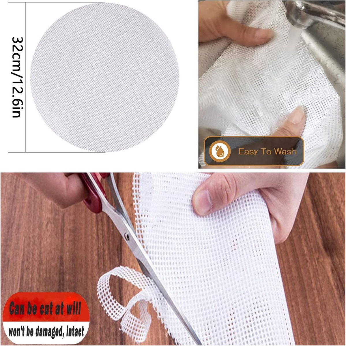 8 pieces Silicone Steam Mat - 32 cm - Reusable - Baking Mats - With Non-stick Coating - Steam Paper - For Dumplings, Buns, Dim Sum - Round - White - Image 5
