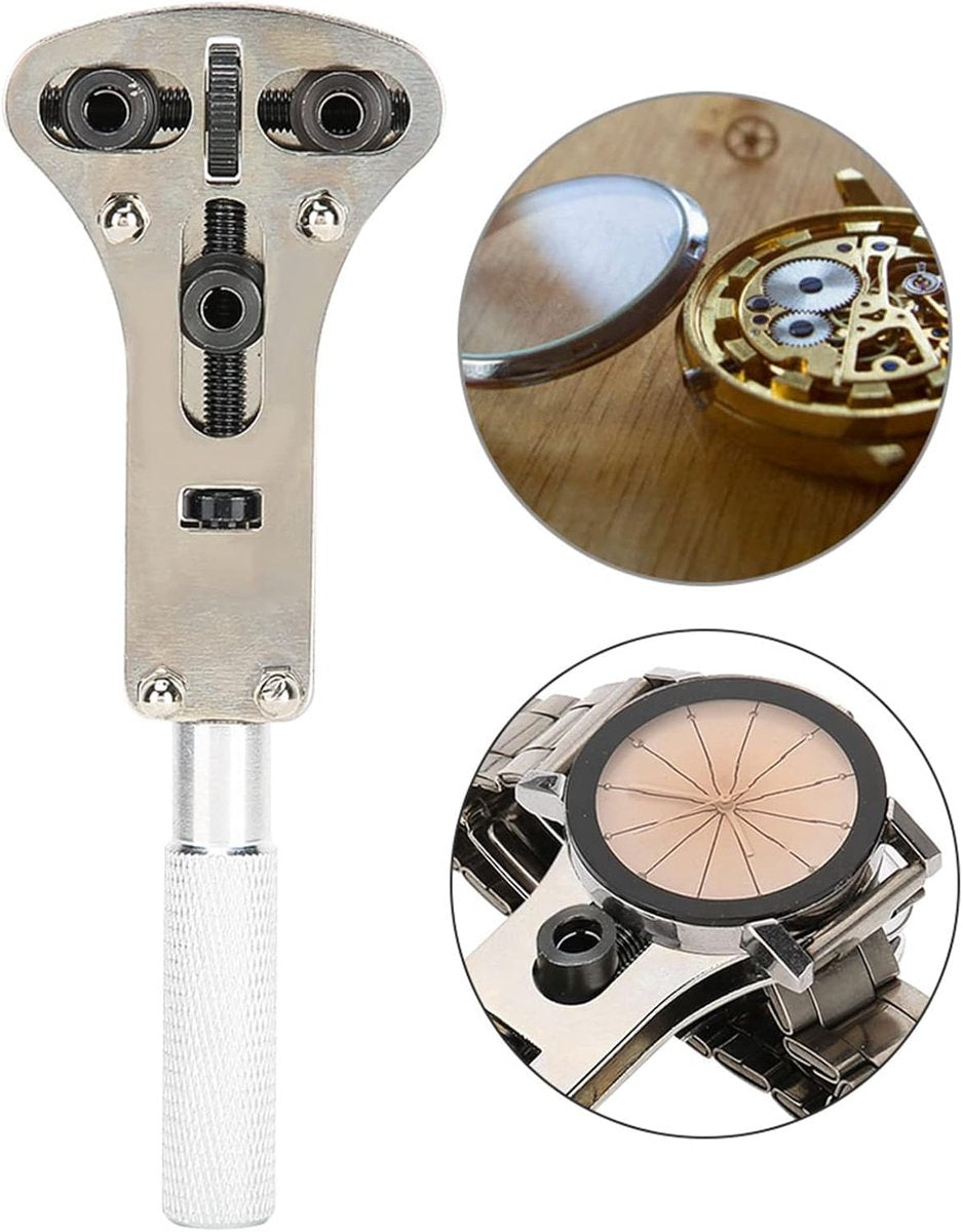 Watch Case Opener - Watch Opener - Metal - Watchmaker Tools - Watch Tools - Watch Repair - Watch Back Opener Key - With Opening Screws - For Diameters Smaller Than 55mm - 16*7cm - Silver - Image 2