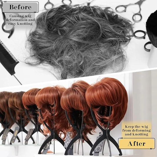 2 pieces - Wig holder - Wig holder Wig stand - Portable wig stand - Mannequin head for women and men - black - 35*18cm - plastic - Image 2