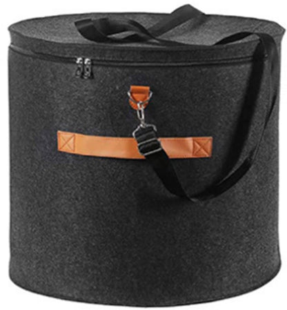 Hat box - storage boxes - Hat storage box - round - dark gray - 50 x 43 cm - felt - foldable - with lid and carrying handle and zipper - transparent window - Image 2