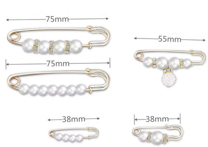 5 Pieces - 5 Styles Pin - Button Pins for Jeans - No Sew Jeans Button Pins - Brooch - Pin Closure Decollete - 75mm - Gold - Metal - White Pearl - Image 4