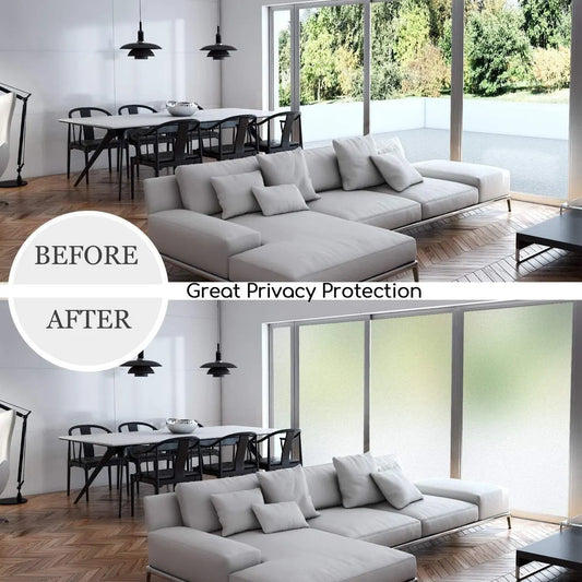 Window film - Easy installation - Glue-free adhesive film for windows and bathrooms - Static - 45cm*3m - white - PVC - Frosted - Image 3