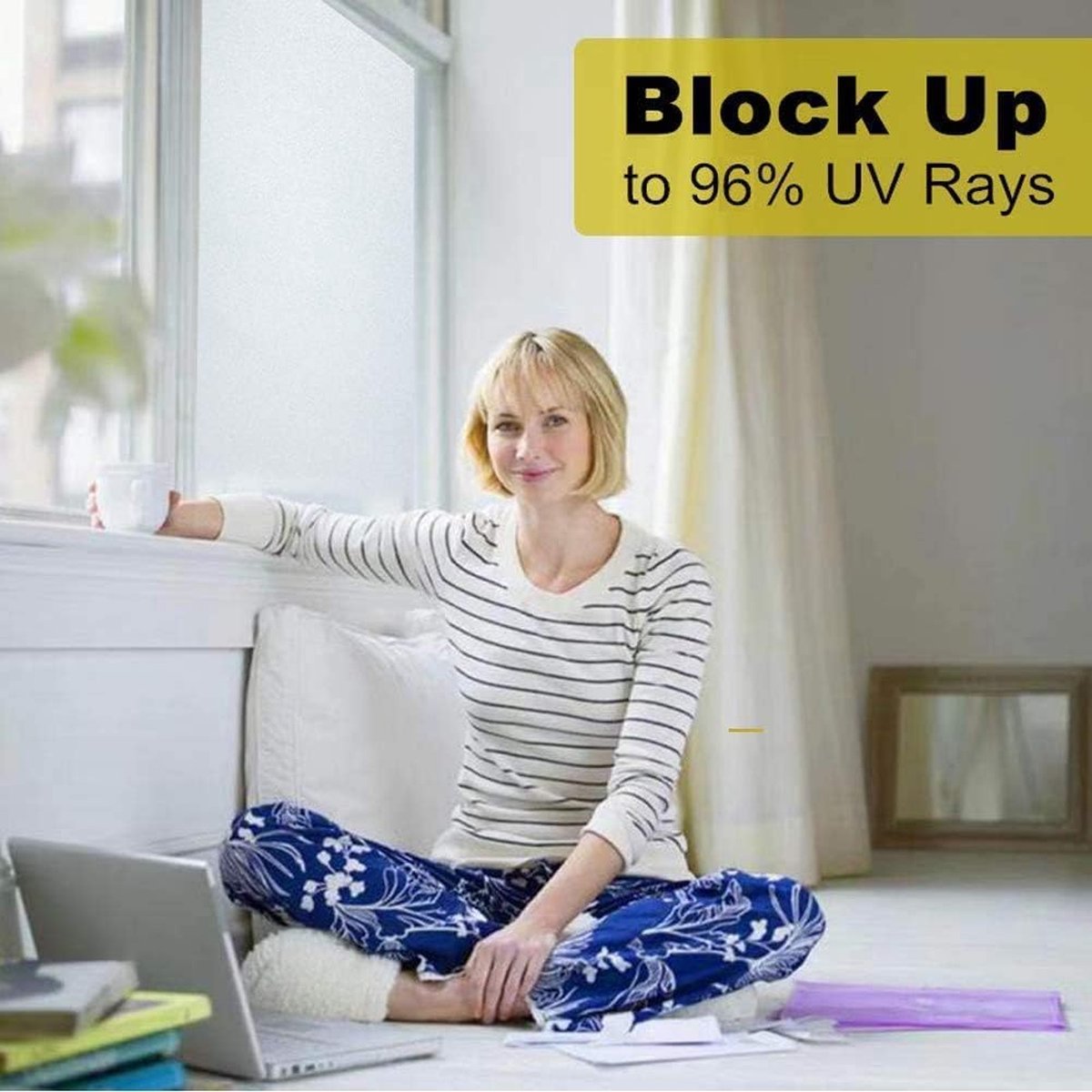 Window film - Easy installation - Glue-free adhesive film for windows and bathrooms - Static - 45cm*3m - white - PVC - Frosted - Image 6