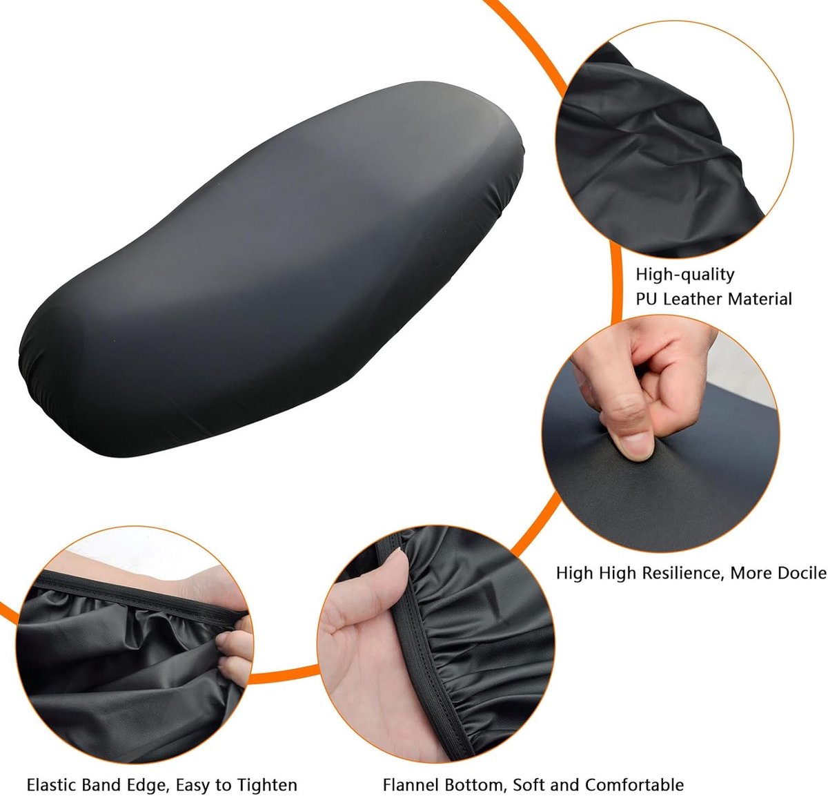Seat cover for electric vehicles and motorcycles - Waterproof - Scratch-resistant - PU - 60*80 cm - Black - Image 4