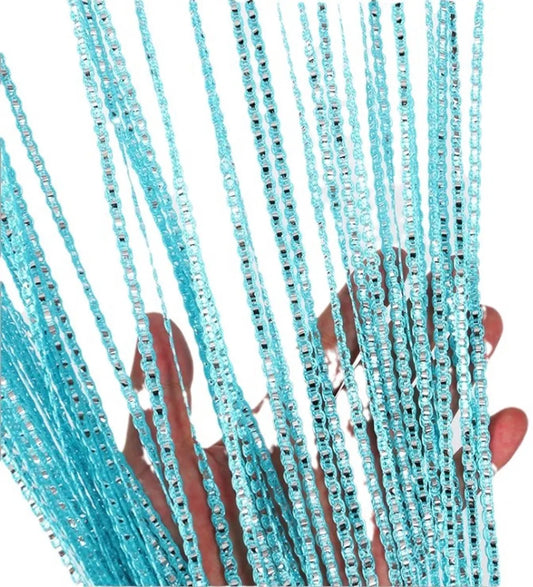 Door curtain - Fly curtain - Door screen - Glitter mosquito net - Anti-fly door curtain - 100 x 200 cm - With silver thread - Polyester - Blue - Decorative curtain - Mosquito net - Image 2