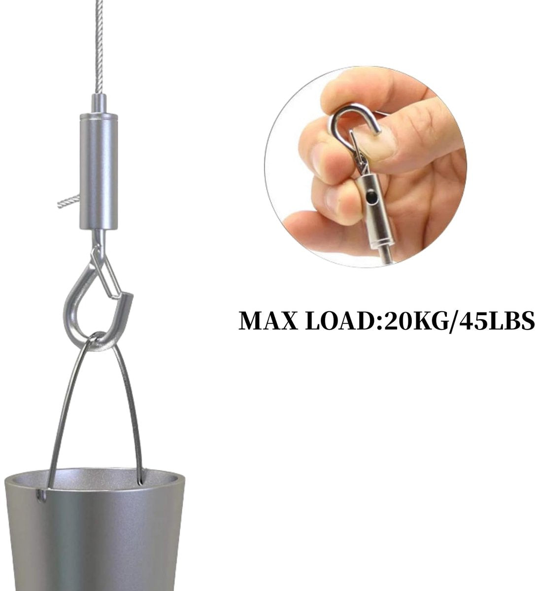 Steel Cable - 3 Pieces - Stainless Steel Single Hook - 2m*1.5mm - Durable - Outdoor and Indoor - Flexible and Durable - For Tent Rope, Clotheslines & Outdoor Lighting - Image 2