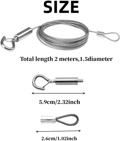 Steel Cable - 3 Pieces - Stainless Steel Single Hook - 2m*1.5mm - Durable - Outdoor and Indoor - Flexible and Durable - For Tent Rope, Clotheslines & Outdoor Lighting - Image 5