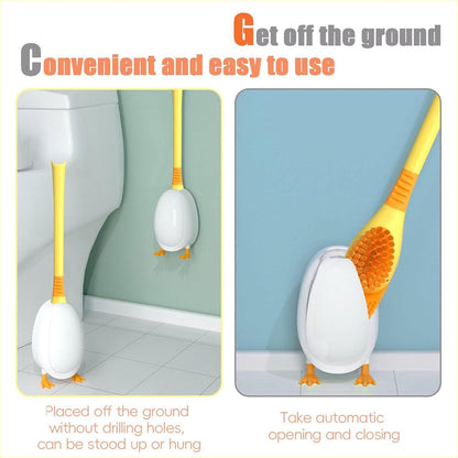 Diving Duck - Toilet Brush - Deep Cleaning - With Rim Cleaner - Made of Silicone - With Holder - For Bathroom or Guest Toilet - Yellow - Image 2