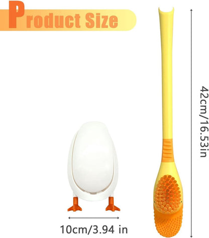 Diving Duck - Toilet Brush - Deep Cleaning - With Rim Cleaner - Made of Silicone - With Holder - For Bathroom or Guest Toilet - Yellow - Image 5