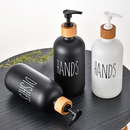 1 set of 2 pieces - Soap dispenser set - for hand soap and dish soap - Soap dispensers - Soap dispenser - Soap pump - Soap bottle - Hand soap pump - Freestanding and refillable - Glass - black - 500ml - Kitchen accessories - Image 3