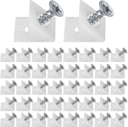 120 Pieces - Wedges - Screw Fastener - Cabinet Installation Kit - Drawer Back Supports - Drawer Repair Kit with Screws - Furniture Drawer Sagging Repair Mend Mending Wedges - Cabinet Shelf Support - Shelf Support - White