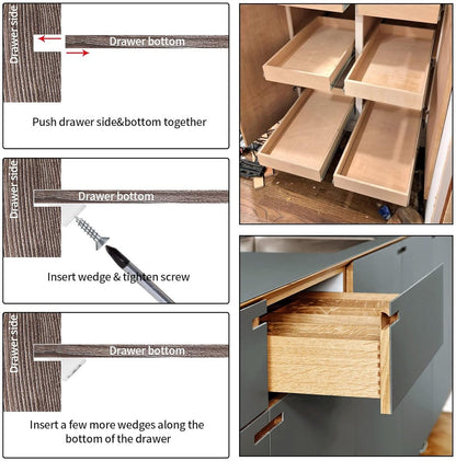 120 Pieces - Wedges - Screw Fastener - Cabinet Installation Kit - Drawer Back Supports - Drawer Repair Kit with Screws - Furniture Drawer Sagging Repair Mend Mending Wedges - Cabinet Shelf Support - Shelf Support - White - Image 3