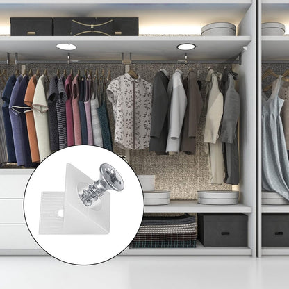 120 Pieces - Wedges - Screw Fastener - Cabinet Installation Kit - Drawer Back Supports - Drawer Repair Kit with Screws - Furniture Drawer Sagging Repair Mend Mending Wedges - Cabinet Shelf Support - Shelf Support - White - Image 4