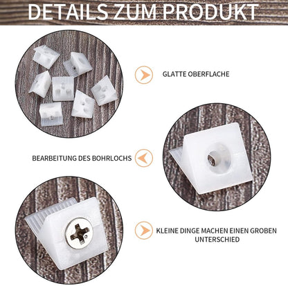 120 Pieces - Wedges - Screw Fastener - Cabinet Installation Kit - Drawer Back Supports - Drawer Repair Kit with Screws - Furniture Drawer Sagging Repair Mend Mending Wedges - Cabinet Shelf Support - Shelf Support - White - Image 5