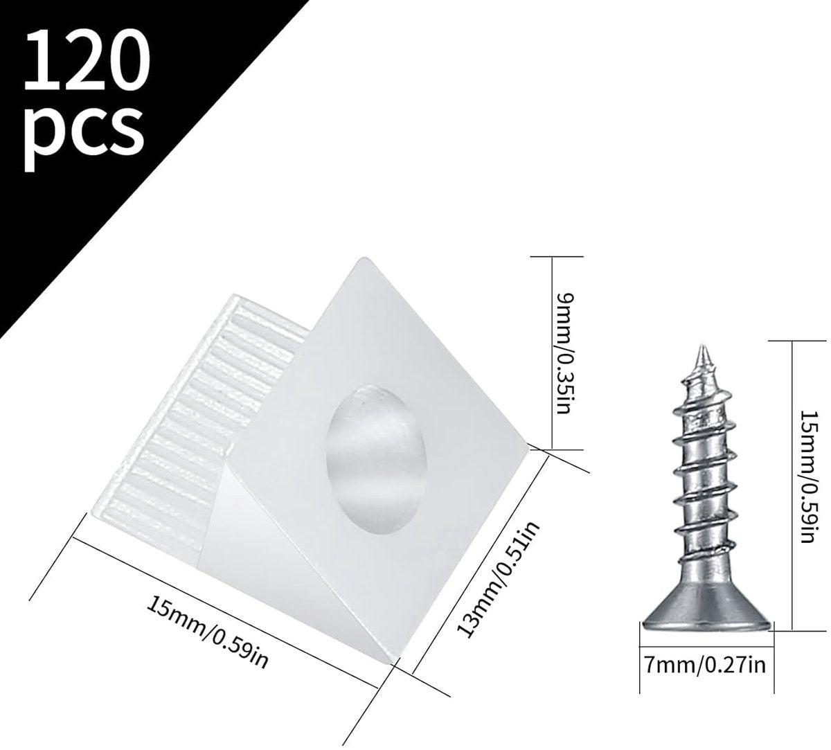 120 Pieces - Wedges - Screw Fastener - Cabinet Installation Kit - Drawer Back Supports - Drawer Repair Kit with Screws - Furniture Drawer Sagging Repair Mend Mending Wedges - Cabinet Shelf Support - Shelf Support - White - Image 6